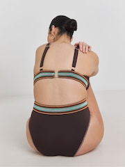 Simply Be Brown Elastic Detail Bikini Set - Image 2 of 4