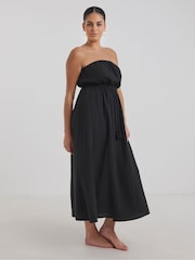 Simply Be Black 100% Cotton Beach To Beach Strapless Dress - Image 1 of 4