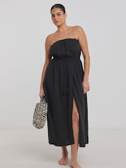 Simply Be Black 100% Cotton Beach To Beach Strapless Dress - Image 4 of 4