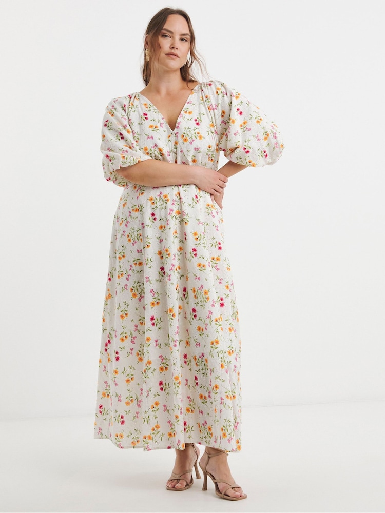 Simply Be 100% Cotton Floral Broderie Midi Dress - Imagen 1 de 4 Simply Be 100% Cotton Floral Broderie Midi Dress - Imagen 1 de 4