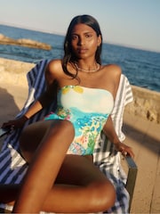 Simply Be Blue Bandeau Placement Swimsuit - Image 1 of 6