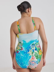 Simply Be Blue Bandeau Placement Swimsuit - Image 3 of 6