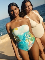 Simply Be Blue Bandeau Placement Swimsuit - Image 5 of 6