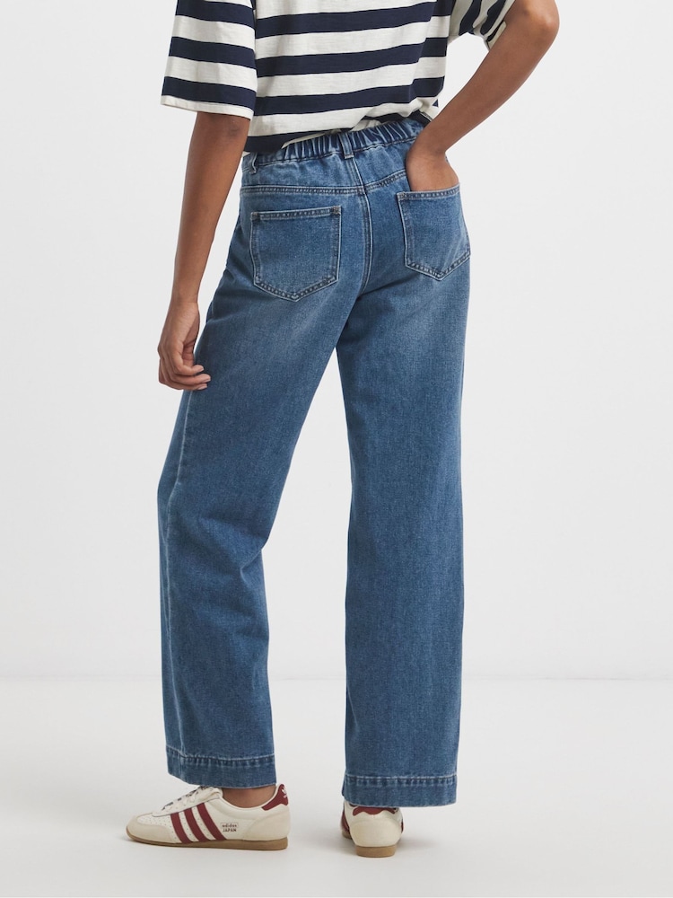 Simply Be Blue 100% Cotton Front Pocket Detail Flared Jeans - Image 2 of 4