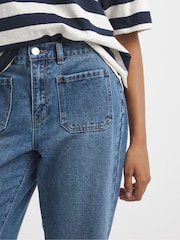 Simply Be Blue 100% Cotton Front Pocket Detail Flared Jeans - Image 3 of 4