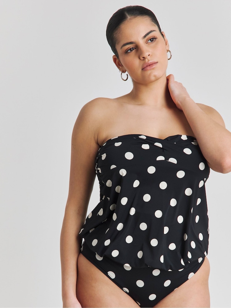 Simply Be Black Magisculpt Blouson Tankini Top - Image 1 of 4