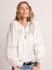 Anthology by JD Williams White Crochet Lace Detail Blouse - Image 1 of 7