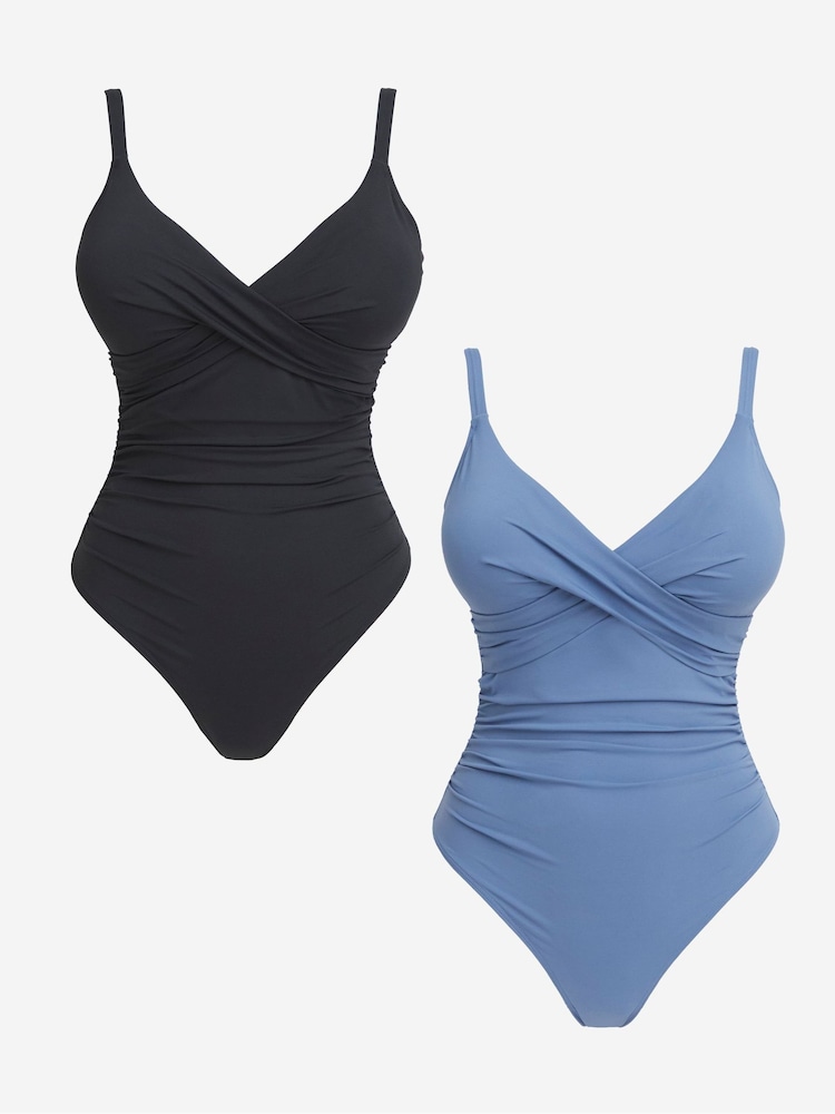 Simply Be Magisculpt Plunge Swimsuits 2 Pack - Image 1 of 5