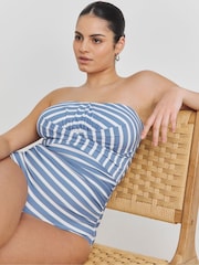 Simply Be Blue Magisculpt Bandeau Swimsuit - Image 1 of 4