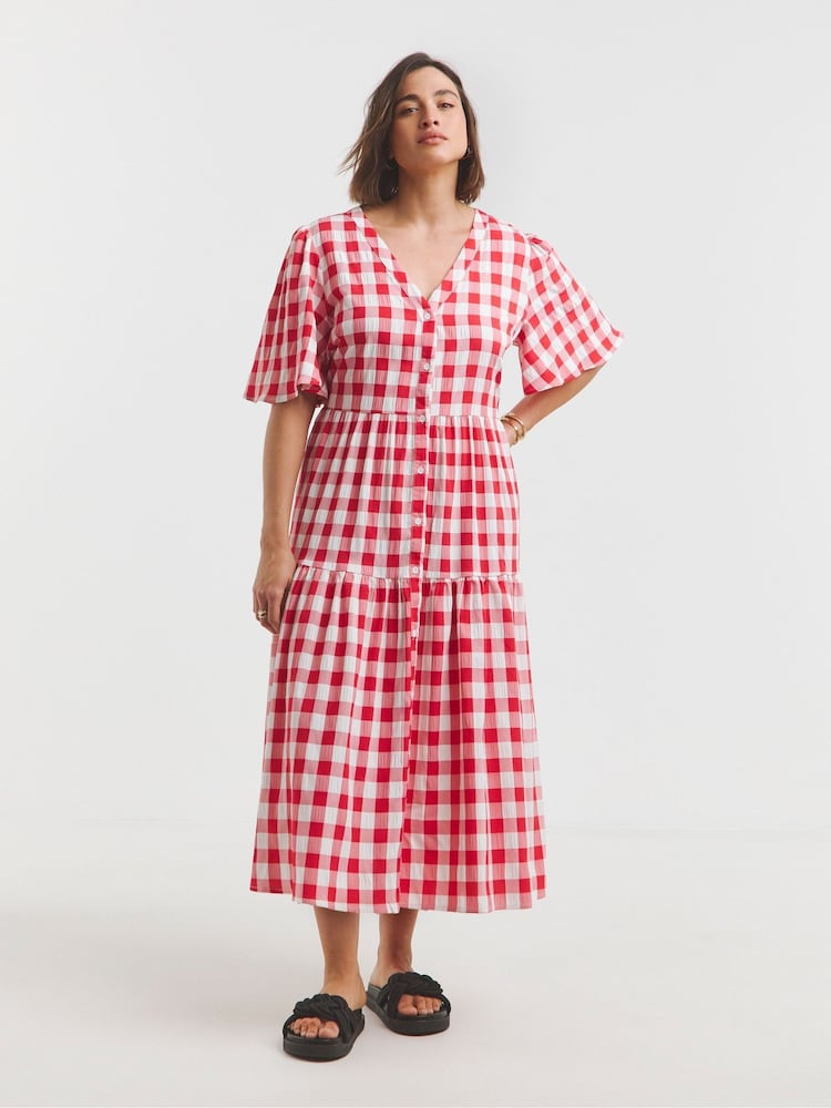 Simply Be Gingham Button Through Midi Dress - Imagen 1 de 4 Simply Be Gingham Button Through Midi Dress - Imagen 1 de 4