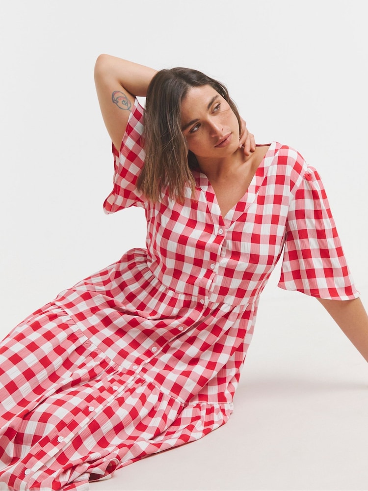 Simply Be Gingham Button Through Midi Dress - Imagen 4 de 4 Simply Be Gingham Button Through Midi Dress - Imagen 4 de 4