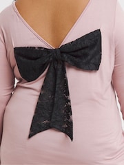 Simply Be Pink Lace Bow Back Top - Image 4 of 4
