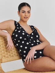 Simply Be Magisculpt Halterneck Ruffle Swimsuit - Imagen 1 de 4