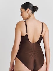 Simply Be Brown Trim Detail Swimsuit - Image 3 of 4