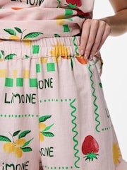 PIECES Cream Fruit Print High Waist Shorts - Image 3 of 3