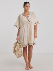 Simply Be 100% Cotton Beach To Beach Rik Rak Mini Dress - Imagen 1 de 4