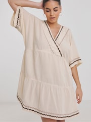 Simply Be 100% Cotton Beach To Beach Rik Rak Mini Dress - Imagen 3 de 4