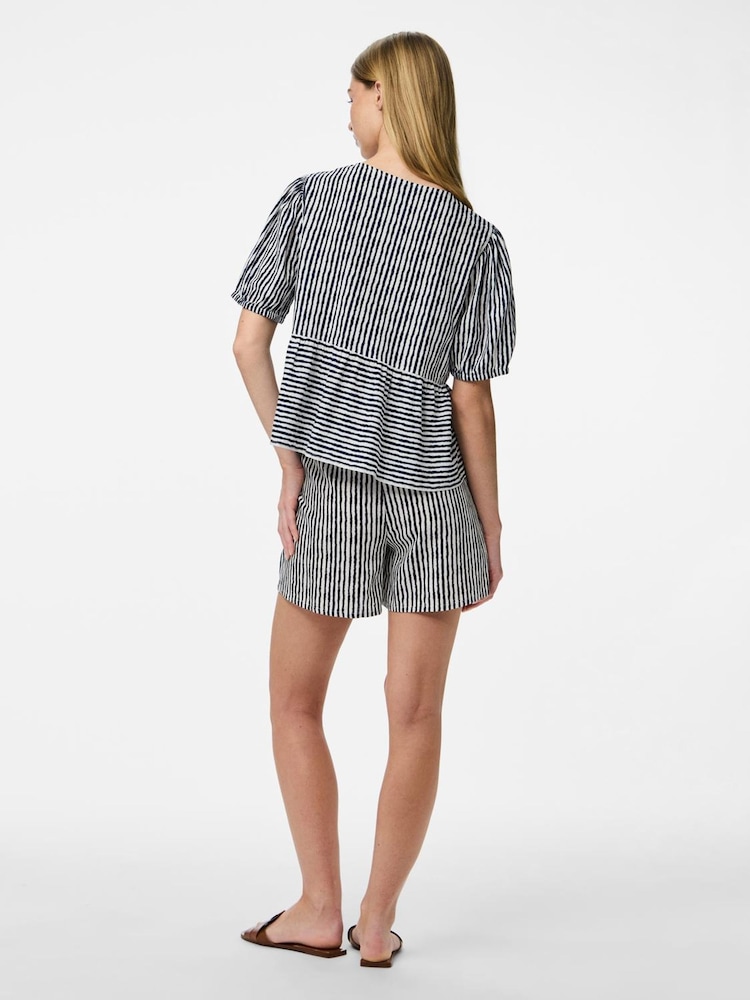 PIECES White Stripe Bow Detail Blouse - Image 2 of 3