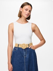 PIECES Brown Raffia Belt - Image 3 of 3