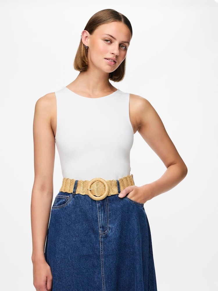 PIECES Brown Raffia Belt - Image 3 of 3