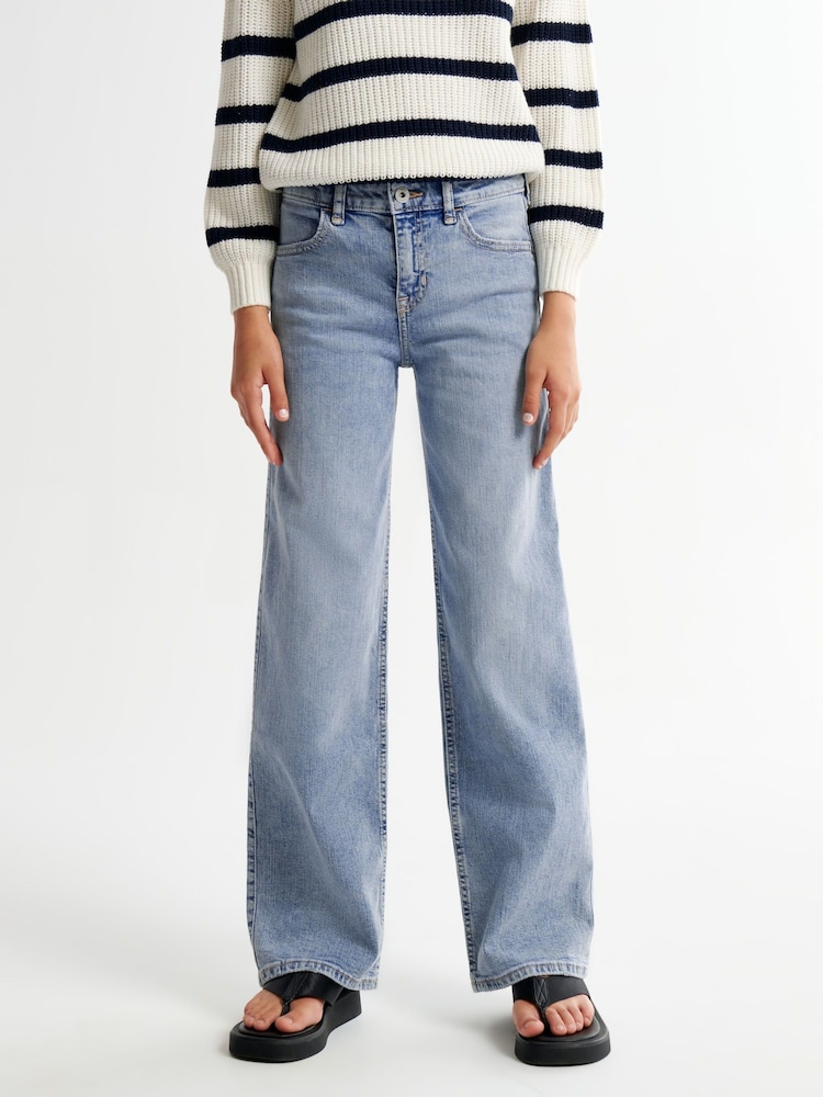 Abercrombie & Fitch Blue High Rise Wide Leg Jeans - Image 1 of 9