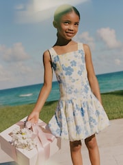 Abercrombie & Fitch Drop Waist Bubble Hem White Mini Dress - Image 1 of 2