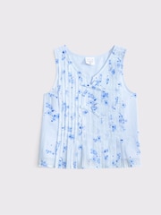 Abercrombie & Fitch Blue Pleated Bow Top - Bild 1 von 1