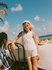 Abercrombie & Fitch Pleated Bow White Top - Image 1 of 3