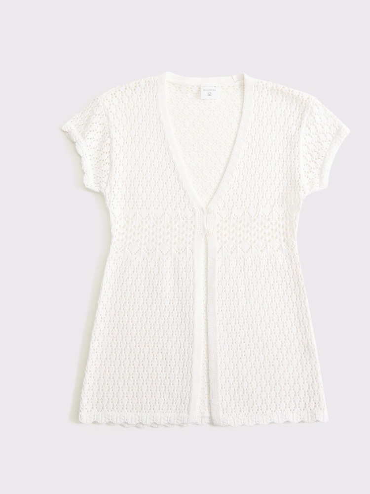 Abercrombie & Fitch Cream Crochet Kimono Cover-Up - Image 1 of 2