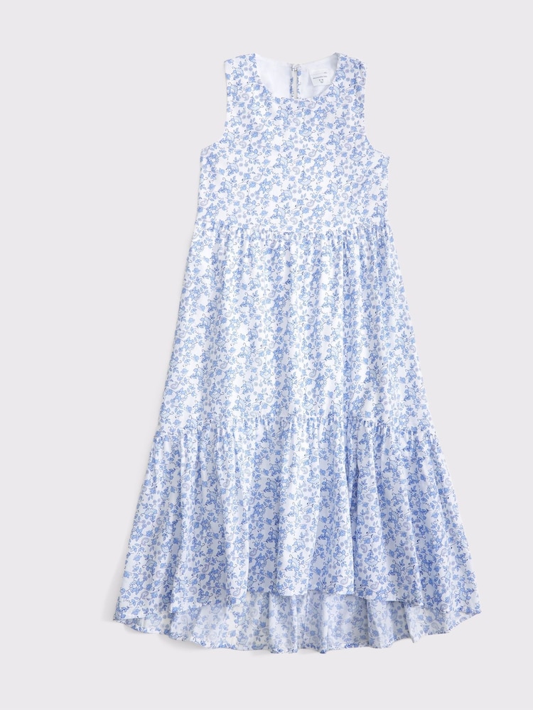 Abercrombie & Fitch Blue Poplin Tiered Maxi Dress - Image 1 of 1