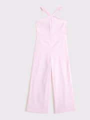 Abercrombie & Fitch Pink Linen Blend Halter Jumpsuit - صورة 1 من 1