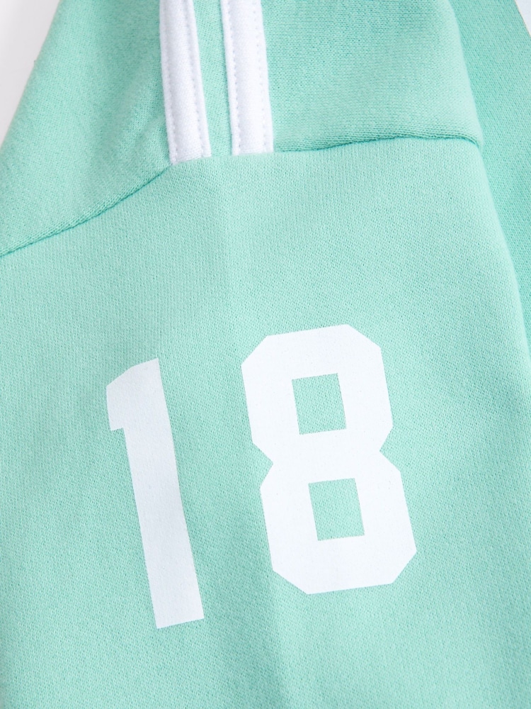 Abercrombie & Fitch Green Cropped Graphic Print Off The Shoulder Jumper - Image 3 of 3