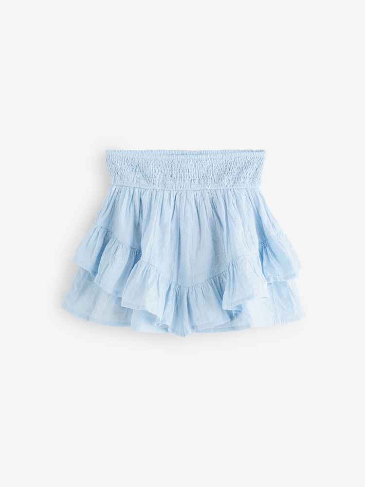Hellblau - Abercrombie & Fitch Mini Tiered Gauzy Skort - Bild 1 von 5