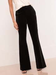 Lipsy Black Velvet Petite Flared Leg Tailored Trousers - Image 4 of 5
