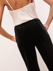 Lipsy Black Velvet Petite Flared Leg Tailored Trousers - Image 5 of 5