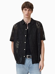 AllSaints Black Netley Short Sleeve Shirt - Image 1 of 7