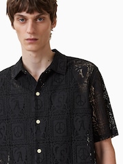 AllSaints Black Netley Short Sleeve Shirt - Image 2 of 7