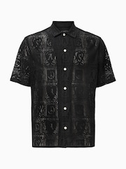 AllSaints Black Netley Short Sleeve Shirt - Image 6 of 7