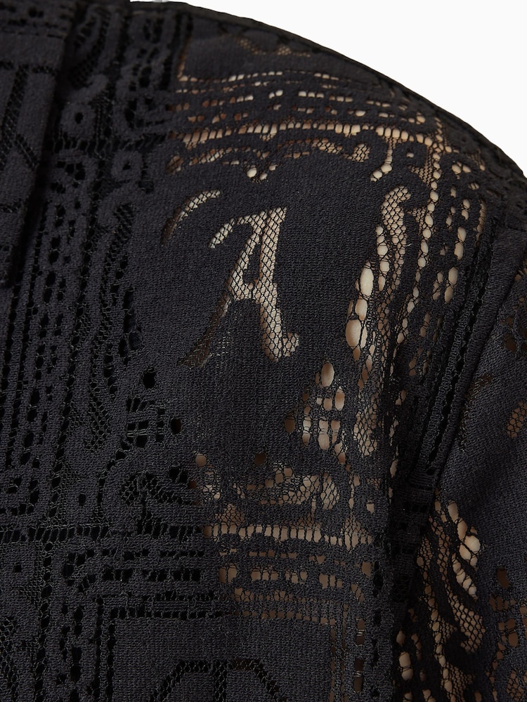 AllSaints Black Netley Short Sleeve Shirt - Image 7 of 7