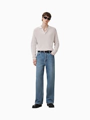 AllSaints Natural Thoma Long Sleeve 100% Organic Cotton Polo Shirt - Image 2 of 7