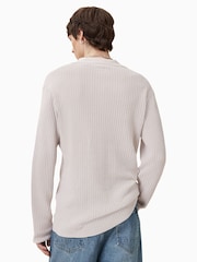 AllSaints Natural Thoma Long Sleeve 100% Organic Cotton Polo Shirt - Image 6 of 7