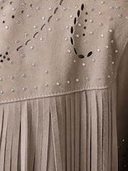 AllSaints Grey Asta Suede Jacket - Image 10 of 10