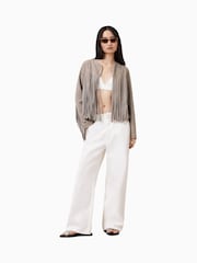 AllSaints Grey Asta Suede Jacket - Image 3 of 10