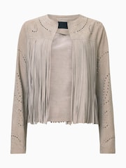 AllSaints Grey Asta Suede Jacket - Image 9 of 10