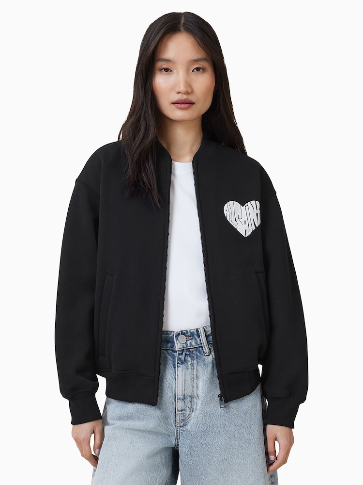 AllSaints Black Poster Belle Bomber 100% Organic Cotton Jacket - Image 1 of 8