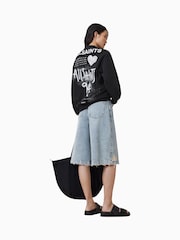 AllSaints Black Poster Belle Bomber 100% Organic Cotton Jacket - Image 2 of 8