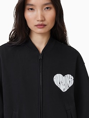 AllSaints Black Poster Belle Bomber 100% Organic Cotton Jacket - Image 3 of 8