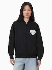 AllSaints Black Poster Belle Bomber 100% Organic Cotton Jacket - Image 5 of 8