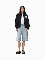 AllSaints Black Poster Belle Bomber 100% Organic Cotton Jacket - Image 6 of 8