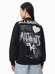 AllSaints Black Poster Belle Bomber 100% Organic Cotton Jacket - Image 7 of 8